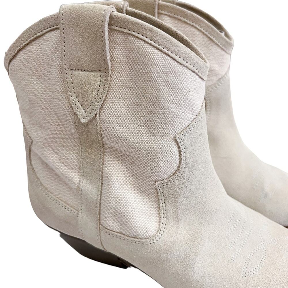 Isabel Marant Demar Mix Canvas Ecru Short Western Point Toe Boots Size 38 - Picture 8 of 16